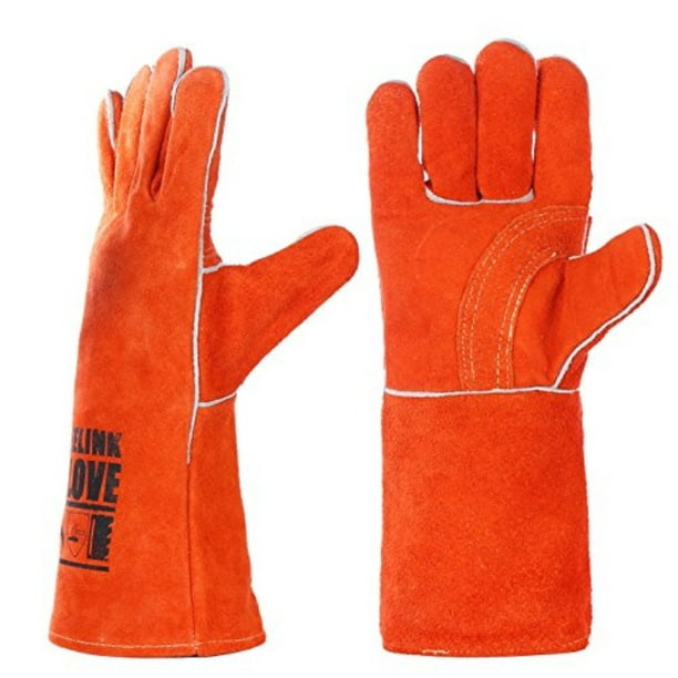 Heat Resistant Welding Gauntlets Lined Gloves 14 Long Leather Tig Mig Welders 
